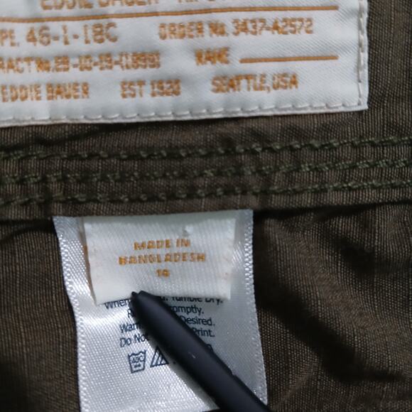 Eddie Bauer size 14 olive ripstop mini-skirt easy care front and side pockets - Picture 11 of 11